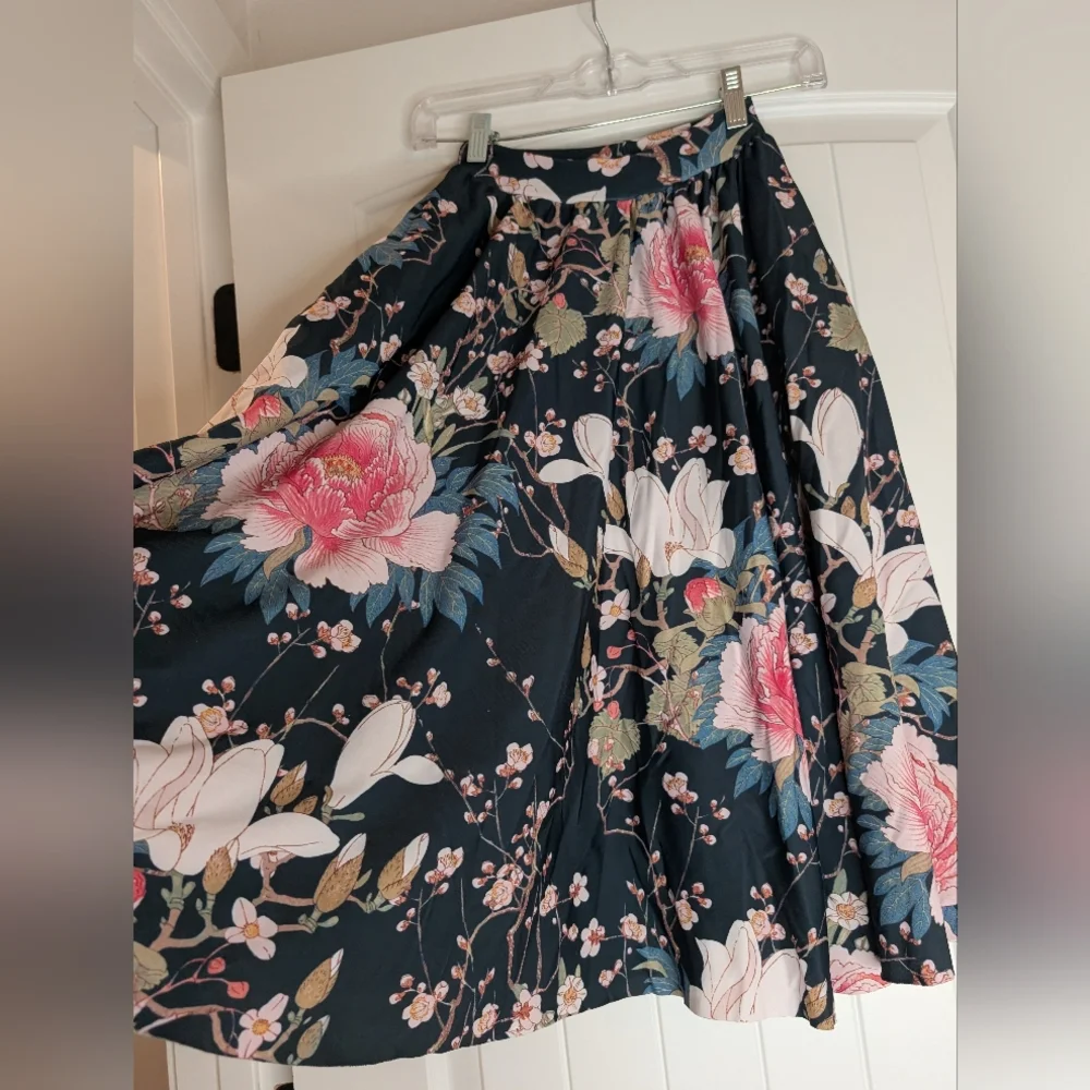 Blackmilk Koson Flowers Floral A-Line Skirt - Black and Pink - Picture 7 of 7